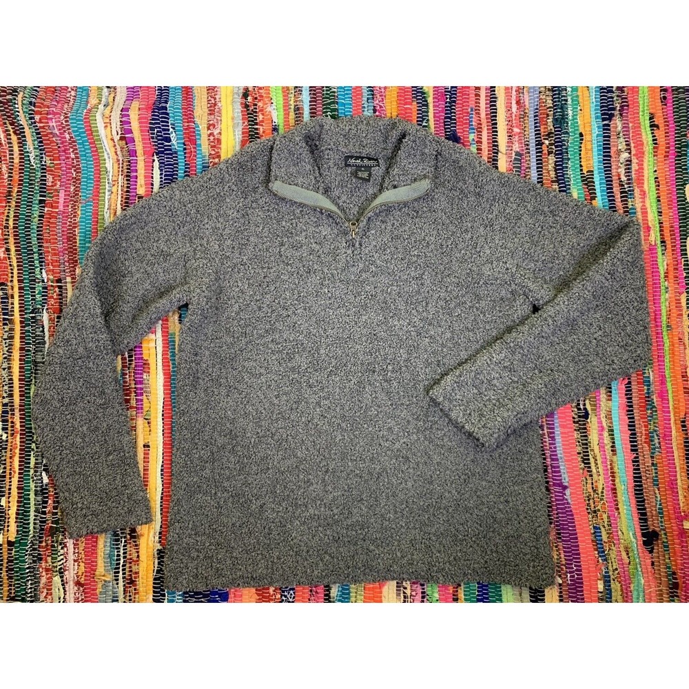 North River Mens Pullover Sweater Quarter Zip Size XL Gray Sherpa